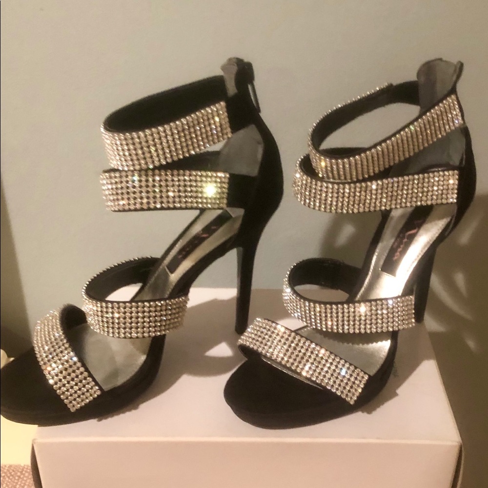 Nina black and rhinestone dress shoes